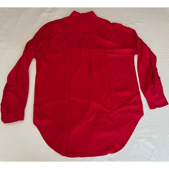 VTG Perry Ellis Shirt Red Silk Long Sleeve Button Up Sz M - Picture 2 of 5